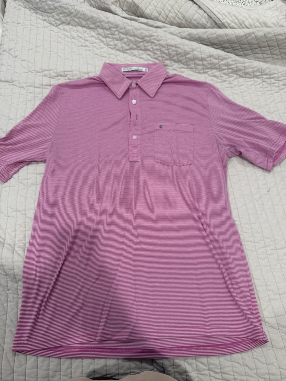 Criquet Men's Pink Micro-Striped Polo